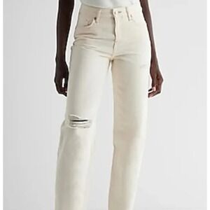 Express jeans womens sz 4 L beige relaxed tapered MR 34777060 $80